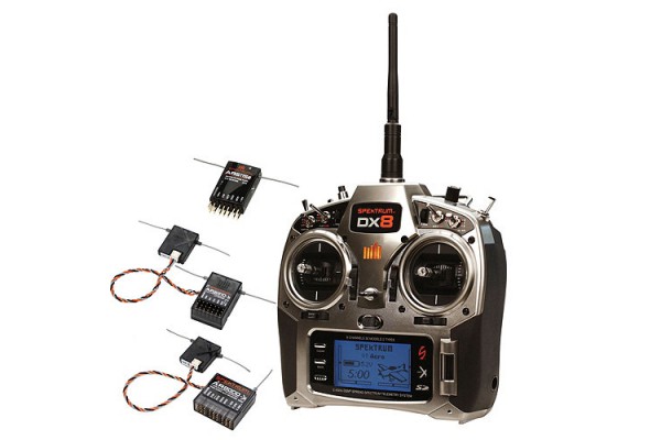 Комплект радиоаппаратуры Spektrum DX8 8CH с тремя приемниками: AR8000, AR6210, AR6115e и блоком телеметрии TM1000 (SPM8800C)