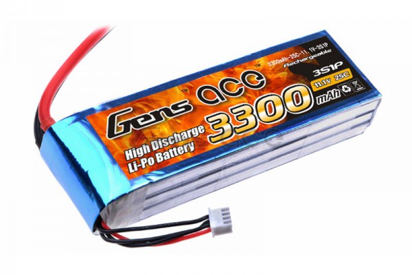Аккумулятор Gens Ace Li-Po battery 11.1V 3300 mAh 3S1P 25C Soft Case (ACE-3300-3S-25S)