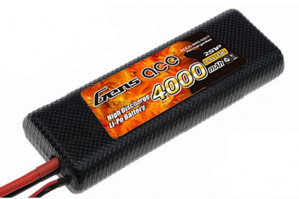 Аккумулятор Gens Ace Li-Po battery 7.4V 4000 mAh 2S1P 25C Hard Case (ACE-4000-2S-25H)